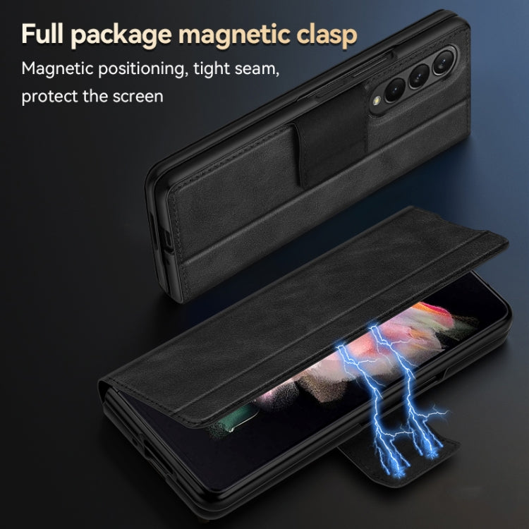 For Samsung Galaxy Z Fold2 / W21 SULADA All-inclusive Magnetic Snap Flip Leather Phone Case(Black)
