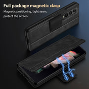 For Samsung Galaxy Z Fold2 / W21 SULADA All-inclusive Magnetic Snap Flip Leather Phone Case(Black)
