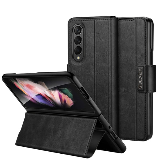 For Samsung Galaxy Z Fold2 / W21 SULADA All-inclusive Magnetic Snap Flip Leather Phone Case(Black)