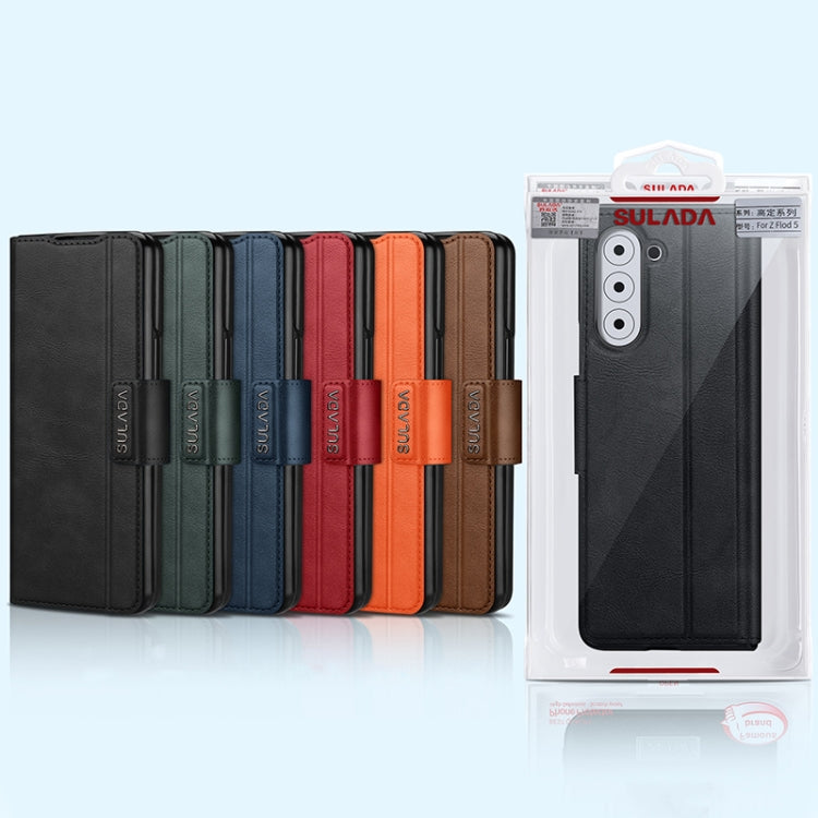 For Samsung Galaxy Z Fold2 / W21 SULADA All-inclusive Magnetic Snap Flip Leather Phone Case(Black)