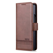For Samsung Galaxy Z Fold5 5G AZNS Magnetic Calf Texture Flip Leather Phone Case(Dark Brown)