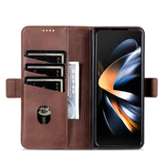 For Samsung Galaxy Z Fold5 5G AZNS Magnetic Calf Texture Flip Leather Phone Case(Dark Brown)