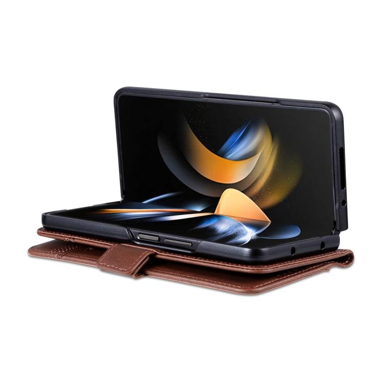 For Samsung Galaxy Z Fold5 5G AZNS Magnetic Calf Texture Flip Leather Phone Case(Dark Brown)