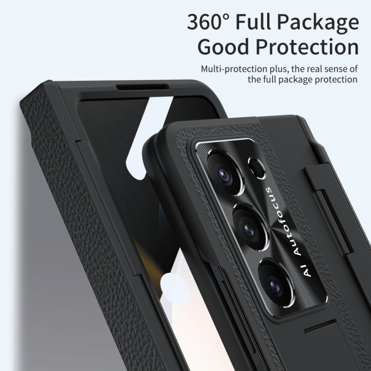 For Samsung Galaxy Z Fold5 5G Integrated Full Coverage Pen Slot Folding Phone Case with Stylus(Black)