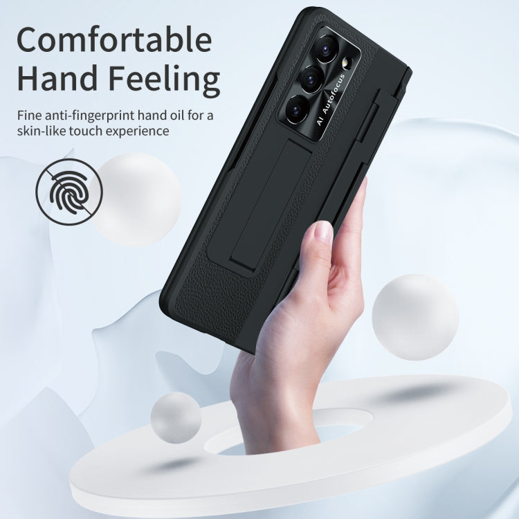 For Samsung Galaxy Z Fold5 5G Integrated Full Coverage Pen Slot Folding Phone Case with Stylus(Black)