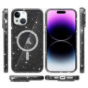 For iPhone 15 Terminator Style Glitter Powder MagSafe Magnetic Phone Case(Black)