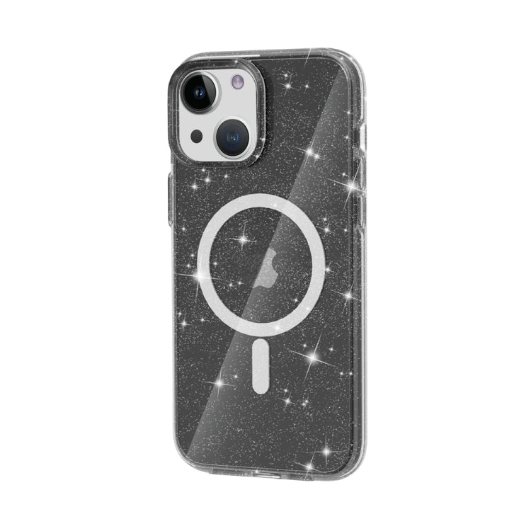 For iPhone 15 Terminator Style Glitter Powder MagSafe Magnetic Phone Case(Black)