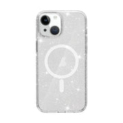For iPhone 15 Plus Terminator Style Glitter Powder MagSafe Magnetic Phone Case(White)