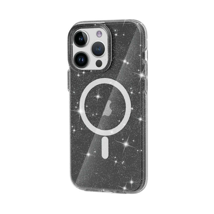 For iPhone 15 Pro Terminator Style Glitter Powder MagSafe Magnetic Phone Case(Black)