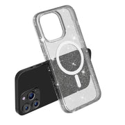 For iPhone 15 Pro Terminator Style Glitter Powder MagSafe Magnetic Phone Case(Black)