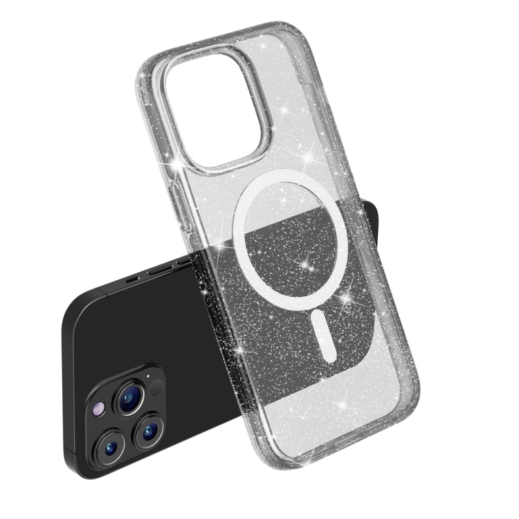 For iPhone 15 Pro Terminator Style Glitter Powder MagSafe Magnetic Phone Case(Black)