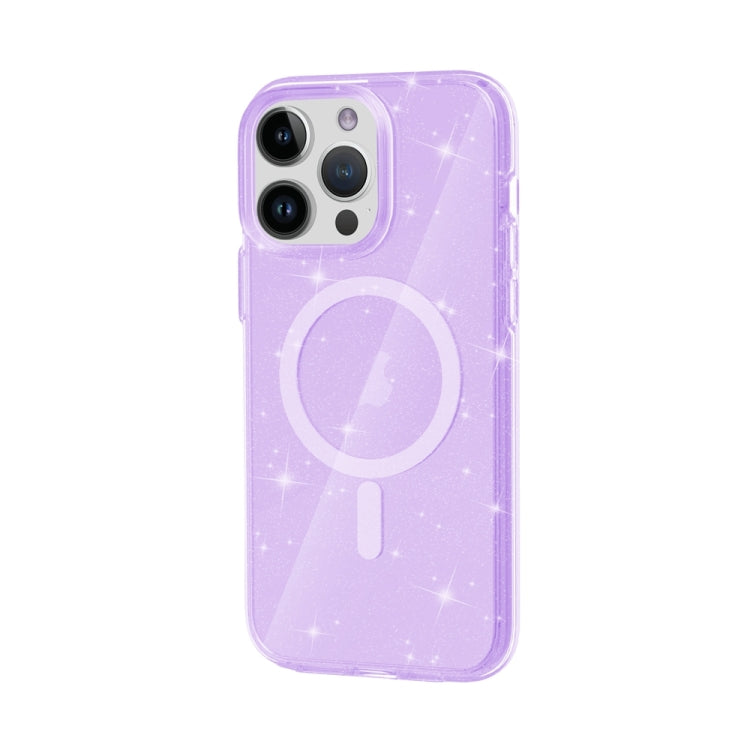 For iPhone 15 Pro Max Terminator Style Glitter Powder MagSafe Magnetic Phone Case(Purple)