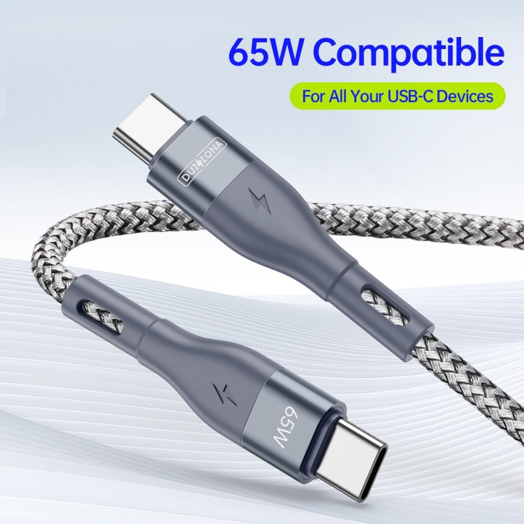DUZZONA A2 PD 65W USB-C / Type-C to Type-C Fast Charging Data Cable, Length:3m(Grey)