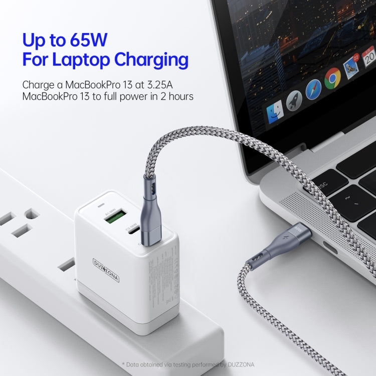 DUZZONA A2 PD 65W USB-C / Type-C to Type-C Fast Charging Data Cable, Length:3m(Grey)