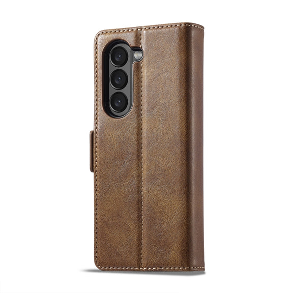 For Samsung Galaxy Z Fold5 LC.IMEEKE RFID Anti-theft Leather Phone Case(Brown)