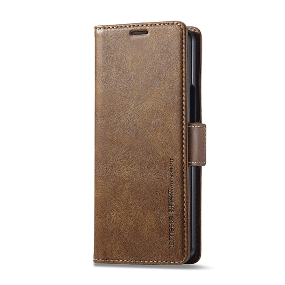For Samsung Galaxy Z Fold5 LC.IMEEKE RFID Anti-theft Leather Phone Case(Brown)
