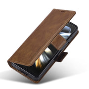 For Samsung Galaxy Z Fold5 LC.IMEEKE RFID Anti-theft Leather Phone Case(Brown)