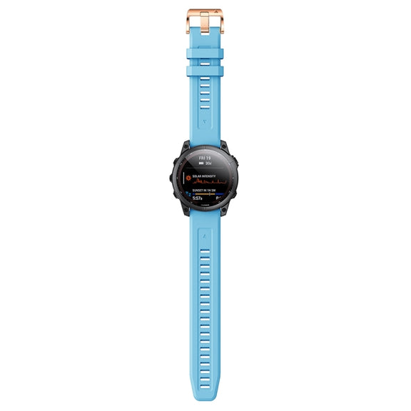 Compatible with Garmin Epix Pro 42mm Rose Gold Buckle Silicone Watch Band(Sky Blue)