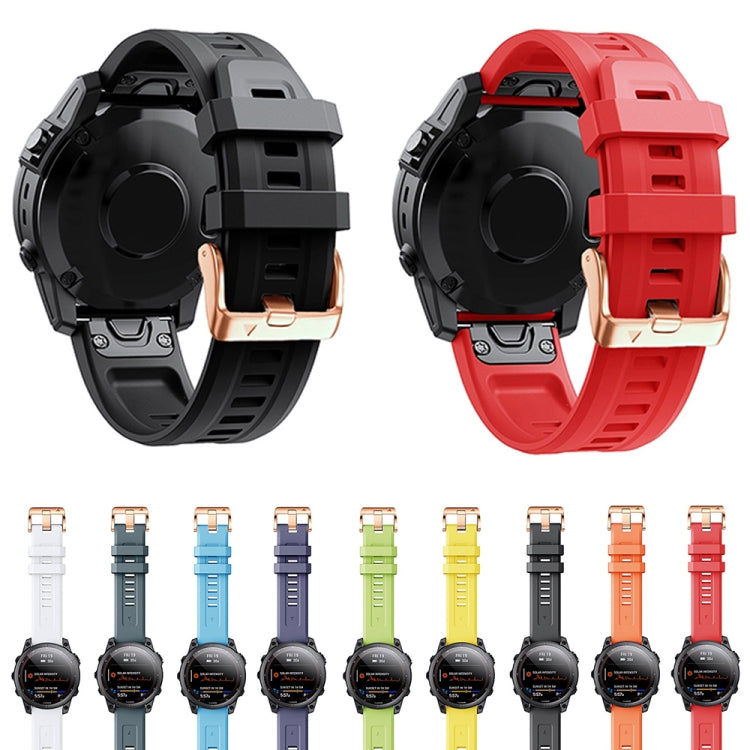 Compatible with Garmin Epix Pro 42mm Rose Gold Buckle Silicone Watch Band(White)
