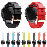 Compatible with Garmin Fenix 7S Pro 42mm Rose Gold Buckle Silicone Watch Band(White)