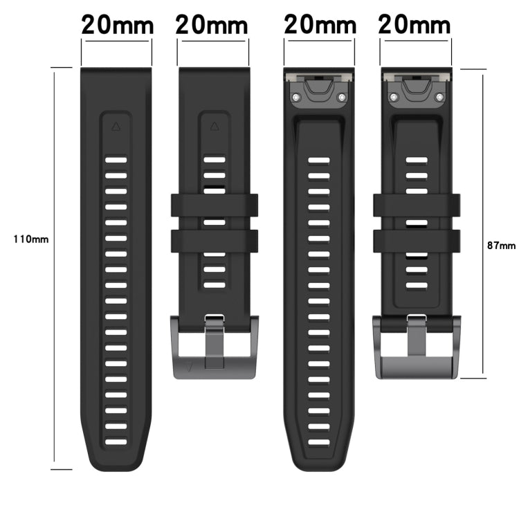 Compatible with Garmin Fenix 7S Pro 42mm Solid Color Silicone Watch Band(Black)