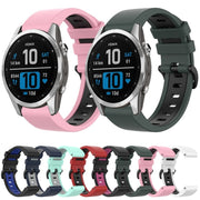 Compatible with Garmin Fenix 7S Pro 42mm Sports Two-Color Silicone Watch Band(Dark Blue+Grey)