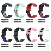 Compatible with Garmin Fenix 7S Pro 42mm Sports Two-Color Silicone Watch Band(Dark Blue+Grey)