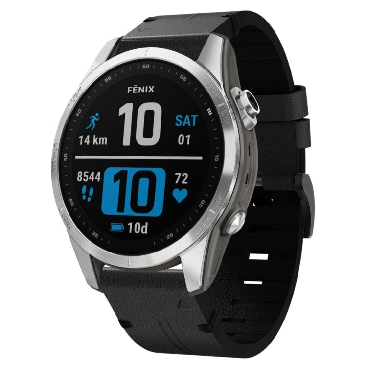 Compatible with Garmin Epix Pro 42mm Leather Steel Buckle Watch Band(Black)