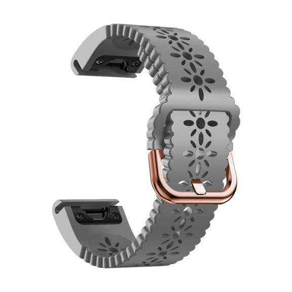 Compatible with Garmin Epix Pro 42mm Lady Lace Punch Silicone Watch Band(Grey)