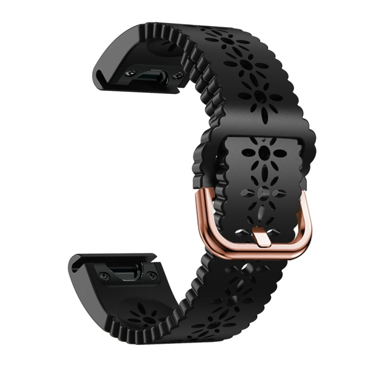 Compatible with Garmin Fenix 7S Pro 42mm Lady Lace Punch Silicone Watch Band(Black)
