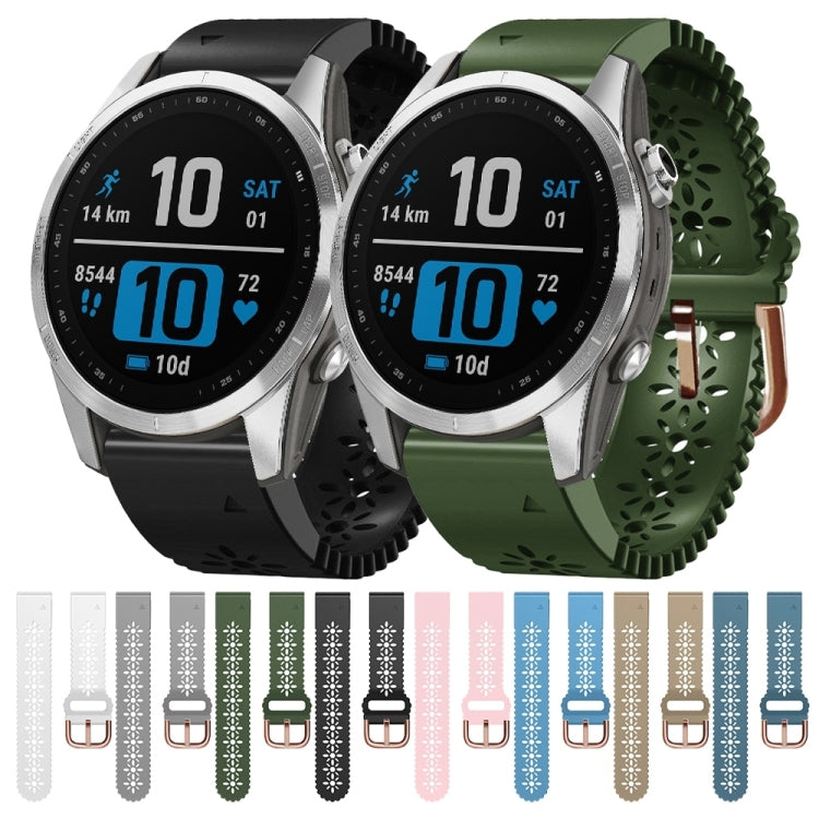 Compatible with Garmin Epix Pro 42mm Lady Lace Punch Silicone Watch Band(Grey)