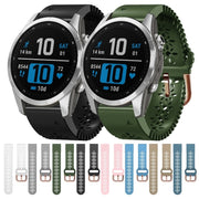 Compatible with Garmin Fenix 7S Pro 42mm Lady Lace Punch Silicone Watch Band(White)