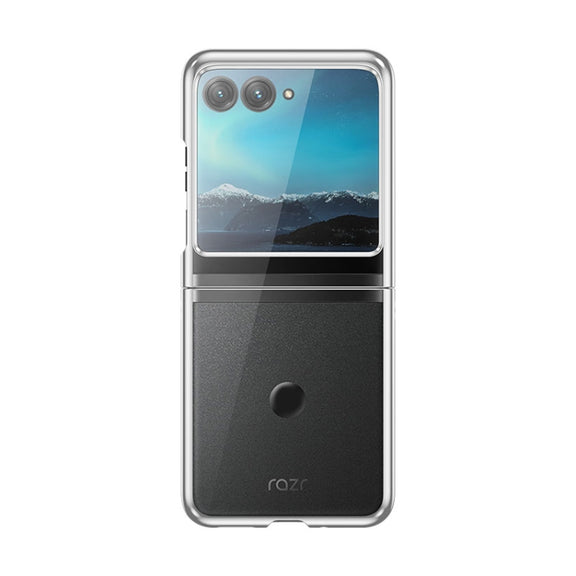 For Motorola Razr 40 Ultra Full Coverage Electroplate PC Transparent Phone Case(Silver)