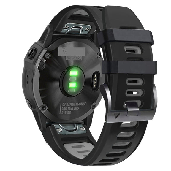 Compatible with Garmin Instinct 2X Solar Sports Two-Color Silicone Watch Band(Black+Grey)