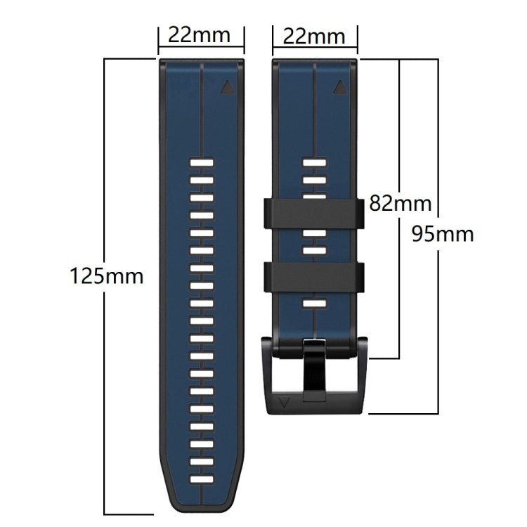 Compatible with Garmin Fenix 7 Pro 47mm Sports Two-Color Silicone Watch Band(Sky Blue+Black)