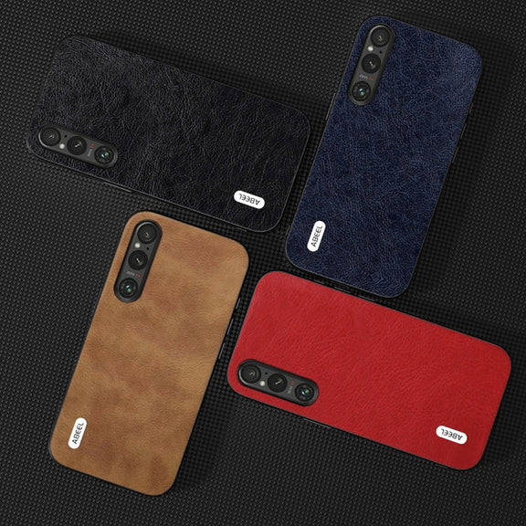 For Sony Xperia 1 V ABEEL Retro Litchi Texture PU Phone Case(Red)