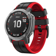 Compatible with Garmin Instinct 2X Solar Sports Two-Color Silicone Watch Band(Black+Red)