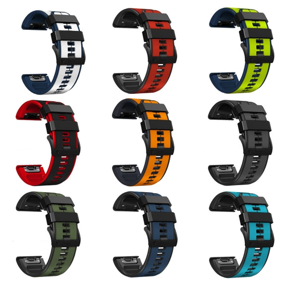 Compatible with Garmin Epix Pro 51mm Sports Two-Color Silicone Watch Band(Dark Blue+Black)