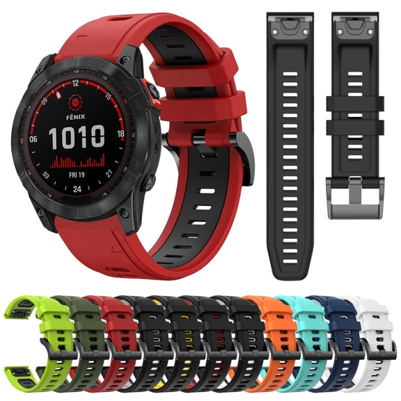 Compatible with Garmin Epix Pro 51mm Sports Two-Color Silicone Watch Band(Black+Yellow)