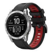 Compatible with Garmin Instinct 2 Solar Sports Two-Color Silicone Watch Band(Black+Red)