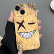 For iPhone 14 Painted Pattern Precise Hole PC Phone Case(Yellow Background Smiling) - iPhone 14 Cases by PMC TechLife | Online Shopping South Africa | PMC TechLife