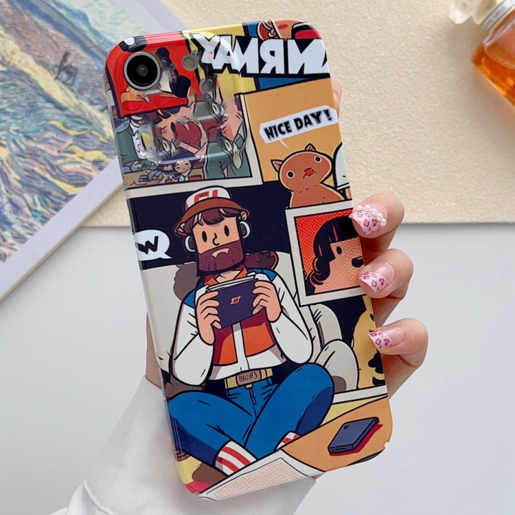 For iPhone SE 2022 / 2020 / 8 / 7 Painted Pattern Precise Hole PC Phone Case(Vacationer)