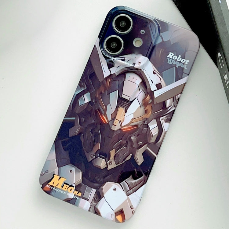 For iPhone SE 2022 / 2020 / 8 / 7 Painted Pattern Precise Hole PC Phone Case(Grey Robot)