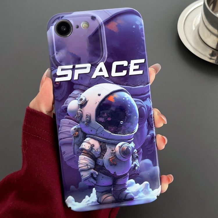 For iPhone SE 2022 / 2020 / 8 / 7 Painted Pattern Precise Hole PC Phone Case(Purple Astronaut)