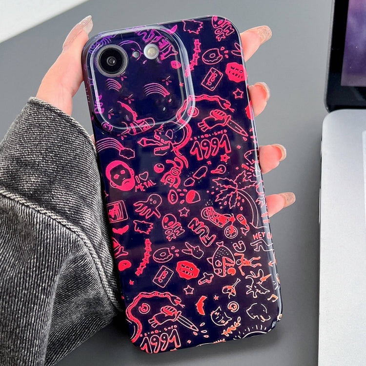 For iPhone SE 2022 / 2020 / 8 / 7 Painted Pattern Precise Hole PC Phone Case(Black Red Graffiti)