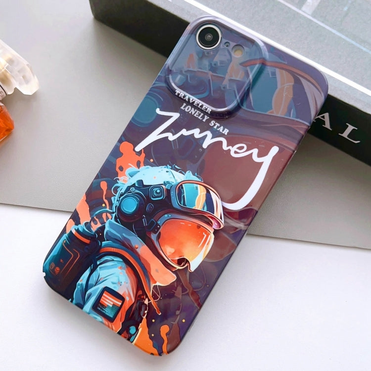 For iPhone SE 2022 / 2020 / 8 / 7 Painted Pattern Precise Hole PC Phone Case(Orange Paint Astronaut)