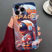For iPhone 13 Pro Painted Pattern Precise Hole PC Phone Case(Orange Astronaut)