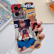 For iPhone 12 Painted Pattern Precise Hole PC Phone Case(Vacationer)