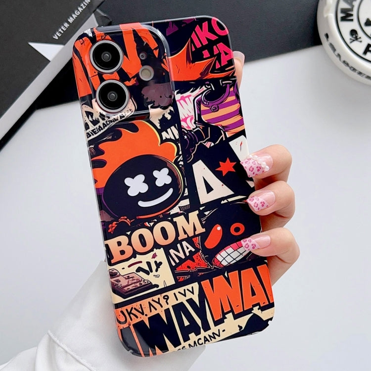 For iPhone 12 Painted Pattern Precise Hole PC Phone Case(Orange Comics)