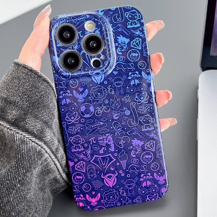 For iPhone 12 Pro Max Painted Pattern Precise Hole PC Phone Case(Red Blue Graffiti)